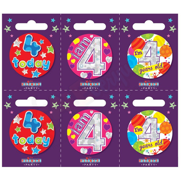 Kaleidoscope Age 4 Small Badges Pack of 6