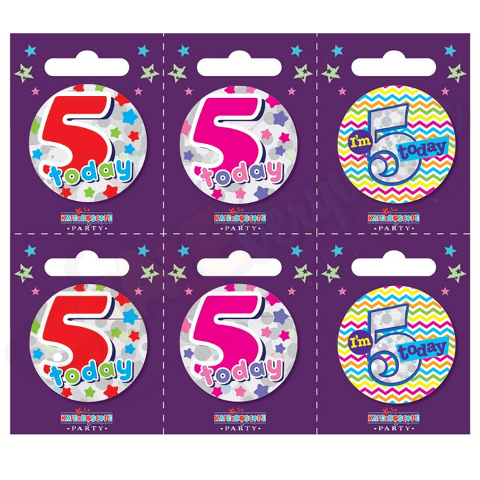 Kaleidoscope Age 5 Small Badges Pack of 6