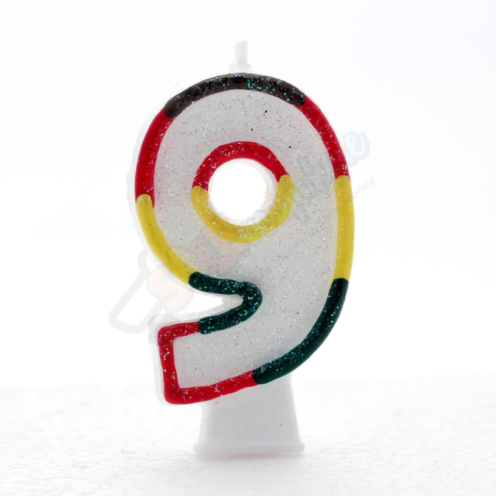 Kaleidoscope Birthday Candle Number 9