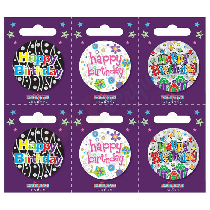 Kaleidoscope Happy Birthday Small Badges Pack of 6