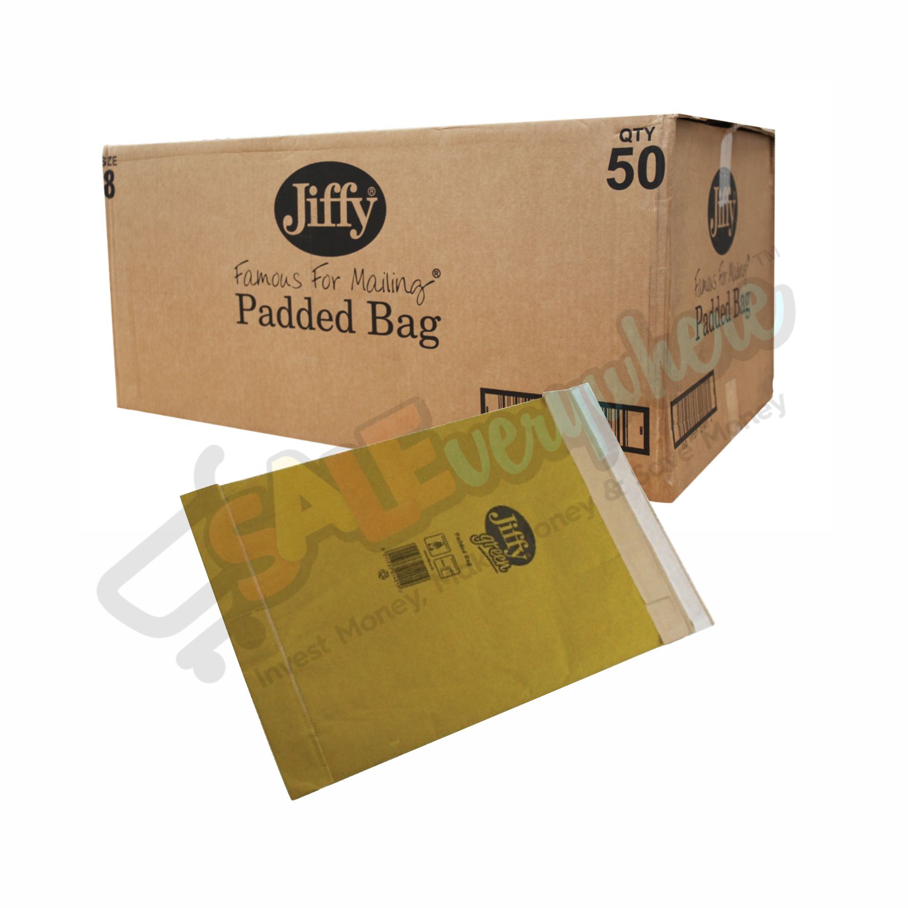 Jiffy Green Fibre Padded Size 8, Box of 50