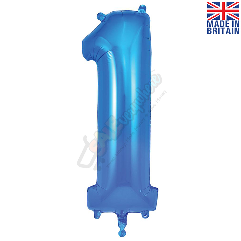Number 1, Blue Foil Balloon 34" | 87cm, Hanging