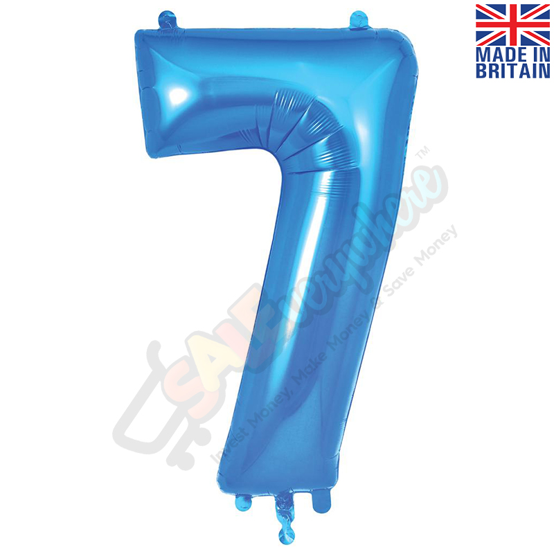 Number 7, Blue Foil Balloon 34" | 87cm, Hanging